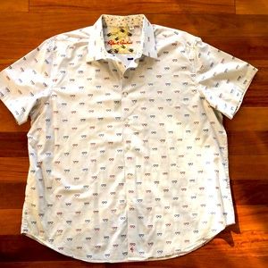 Super fun short sleeve Robert Graham eyeglasses shirt in 3 XL
